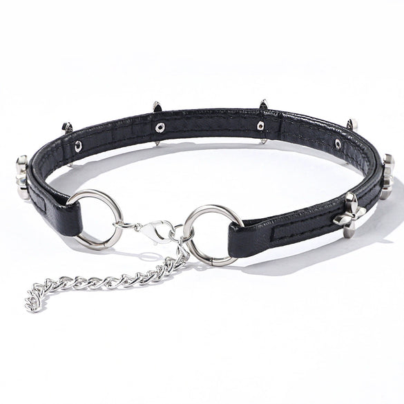 Alloy Leather Fashion Collar Necklace Choker With Geometric Design For Women