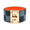 Alloy Leather Wide Bracelet With Geometric Pattern For Women Electroplated Punk Style Jewelry
