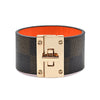 Alloy Leather Wide Bracelet With Geometric Pattern For Women Electroplated Punk Style Jewelry