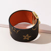 Alloy Leather Wide Bracelet With Geometric Pattern For Women Electroplated Punk Style Jewelry