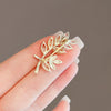 Alloy Leaves Rice Flower Brooch For Women With Electroplating Process And Antislip Buckle