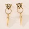 Alloy Leopard Head Cone Pendant Earrings With Diamond For Women