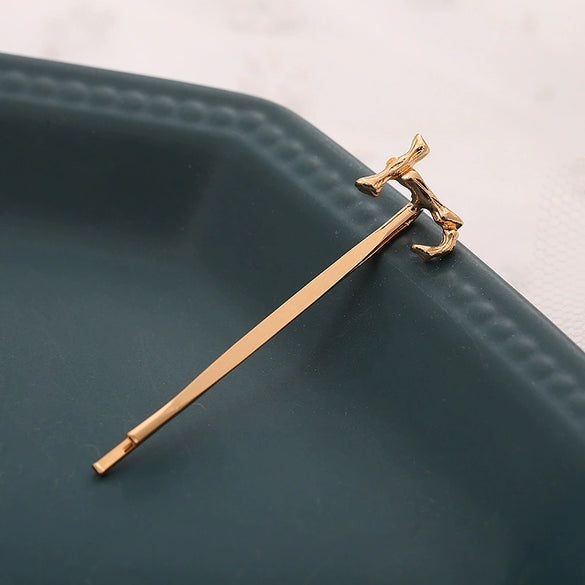 Alloy Letter Bangs Hair Clip Jewelry Gold Inlaid