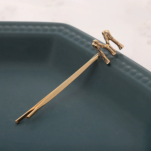 Alloy Letter Bangs Hair Clip Jewelry Gold Inlaid