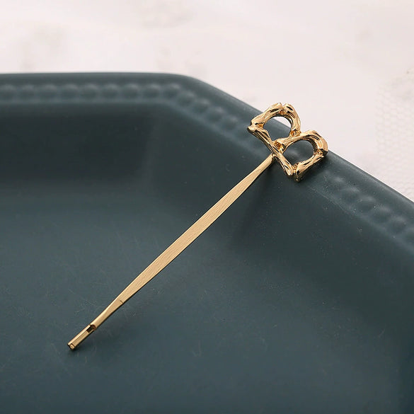 Alloy Letter Bangs Hair Clip Jewelry Gold Inlaid