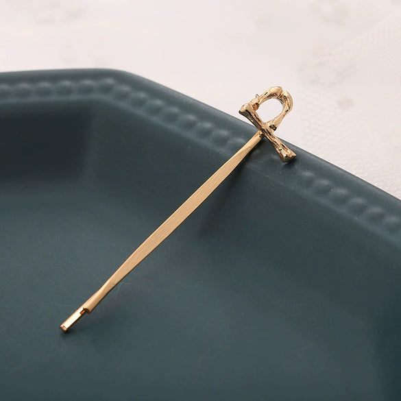Alloy Letter Bangs Hair Clip Jewelry Gold Inlaid