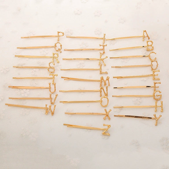 Alloy Letter Bangs Hair Clip Jewelry Gold Inlaid