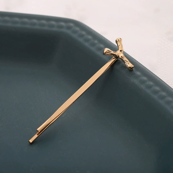 Alloy Letter Bangs Hair Clip Jewelry Gold Inlaid