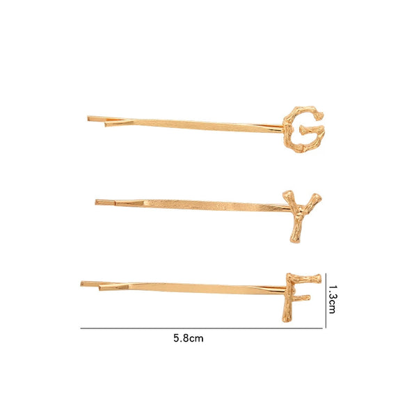 Alloy Letter Bangs Hair Clip Jewelry Gold Inlaid