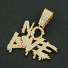 Alloy Letter Broken Heart Diamond Stitching Pendant Necklace For Men Cuban Chain Style