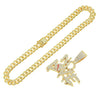 Alloy Letter Broken Heart Diamond Stitching Pendant Necklace For Men Cuban Chain Style
