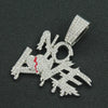 Alloy Letter Broken Heart Diamond Stitching Pendant Necklace For Men Cuban Chain Style