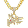 Alloy Letter Broken Heart Diamond Stitching Pendant Necklace For Men Cuban Chain Style