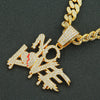 Alloy Letter Broken Heart Diamond Stitching Pendant Necklace For Men Cuban Chain Style