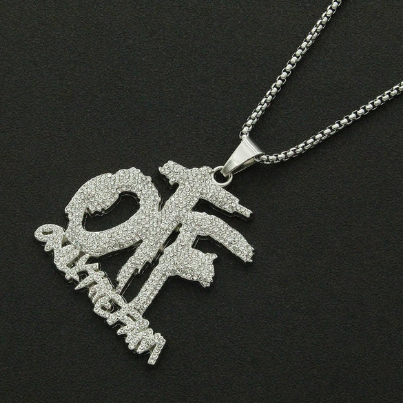 Alloy Letter Pendant Necklace With Diamond Mosaic Three Dimensional Creative Design