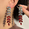 Alloy Light Luxury Leaf Tassel Earrings With Electroplating Process