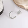 Alloy Light Luxury Star And Moon Asymmetrical Electroplated Women's Earrings