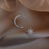 Alloy Light Luxury Star And Moon Asymmetrical Electroplated Women's Earrings