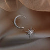 Alloy Light Luxury Star And Moon Asymmetrical Electroplated Women's Earrings