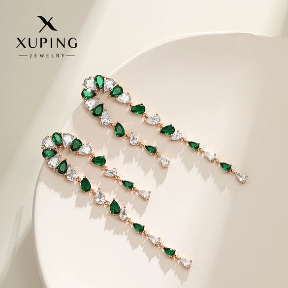 Alloy Light Luxury Water Drop Long Tassel Earrings With Electroplating