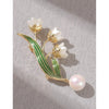 Alloy Lily Of The Valley Brooch For Women With Electroplating Treatment And Natural Style