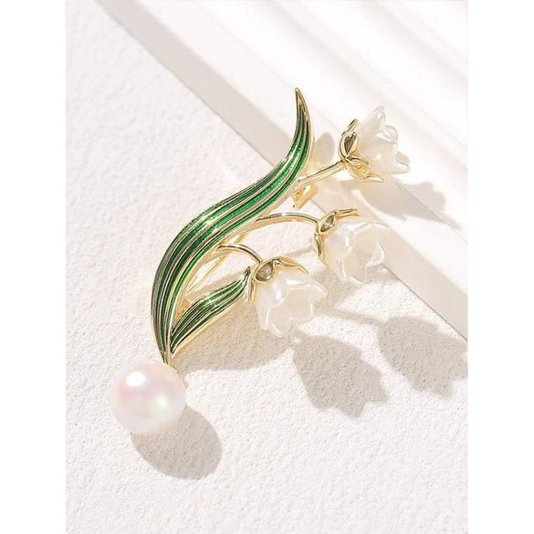 Alloy Lily Of The Valley Brooch For Women With Electroplating Treatment And Natural Style