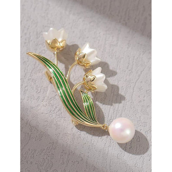 Alloy Lilyinthevalley Orchid Brooch For Women Electroplated Natural Style Suit Jacket Pin Accessories