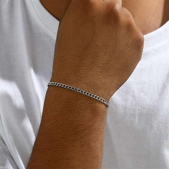 Alloy Link Chain Bracelet Geometric Unisex Jewelry With Electroplated Finish And Unique Stylish Design