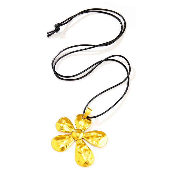 Alloy Liquid Flower Necklace Electroplated Simple Metal Style