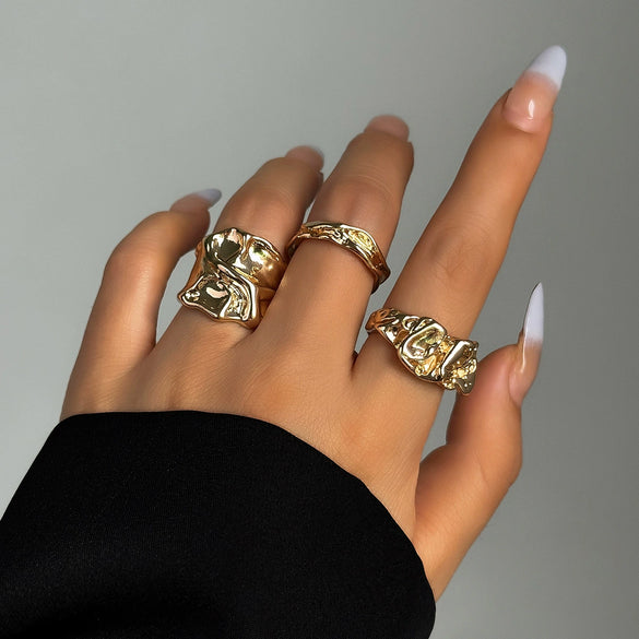 Alloy Liquid Irregular Lava Geometry Open Bracelet For Women With Electroplating