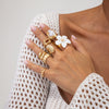 Alloy Liquid Lava Flower Open Ring Geometric Style Electroplating For Women