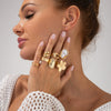Alloy Liquid Lava Flower Open Ring Geometric Style Electroplating For Women