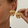 Alloy Liquid Metal Pleated Geometric Electroplating Animal Zodiac Women's Earrings