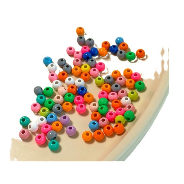 Alloy Loose Beads For Diy Jewelry Accessories Round Solid Color Baked Varnish Treated