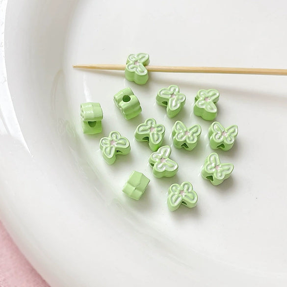 Alloy Loose Beads Handpainted Double Color Spring Butterfly Shape Dripping Oil For Diy Bracelet Necklace
