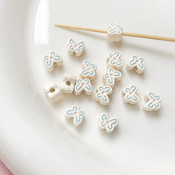 Alloy Loose Beads Handpainted Double Color Spring Butterfly Shape Dripping Oil For Diy Bracelet Necklace