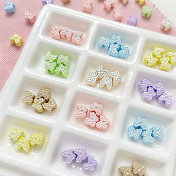 Alloy Loose Beads Handpainted Double Color Spring Butterfly Shape Dripping Oil For Diy Bracelet Necklace