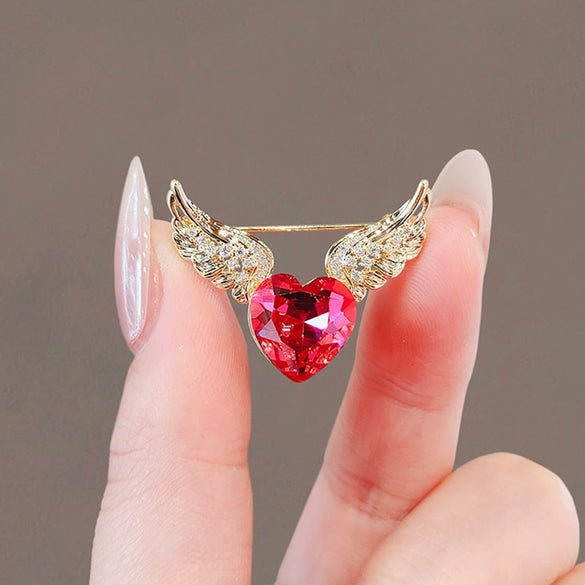 Alloy Love Angel Wings Brooch For Women Electroplated Clothes Accessories
