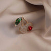 Alloy Love Cherry Brooch Electroplated Women's Suit Pin Minimalist Fruit Style Accessories