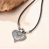 Alloy Love Drop Diamond Pendant Cowhide Rope Choker Heartshaped Necklace Retro Style Carved Electroplating Geometric