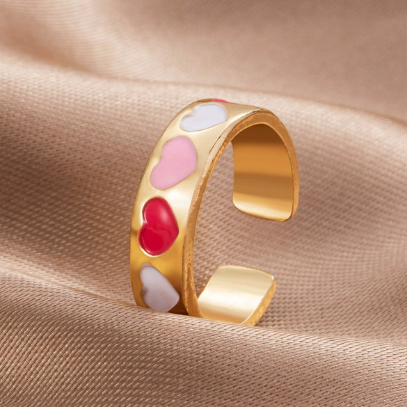 Alloy Love Heart Electroplated Ring Set For Women
