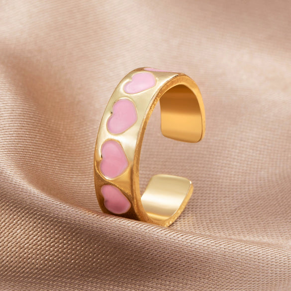 Alloy Love Heart Electroplated Ring Set For Women