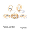 Alloy Love Heart Pearl Joint Ring Set For Women With Electroplating