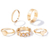 Alloy Love Heart Pearl Joint Ring Set For Women With Electroplating