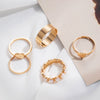Alloy Love Heart Pearl Joint Ring Set For Women With Electroplating