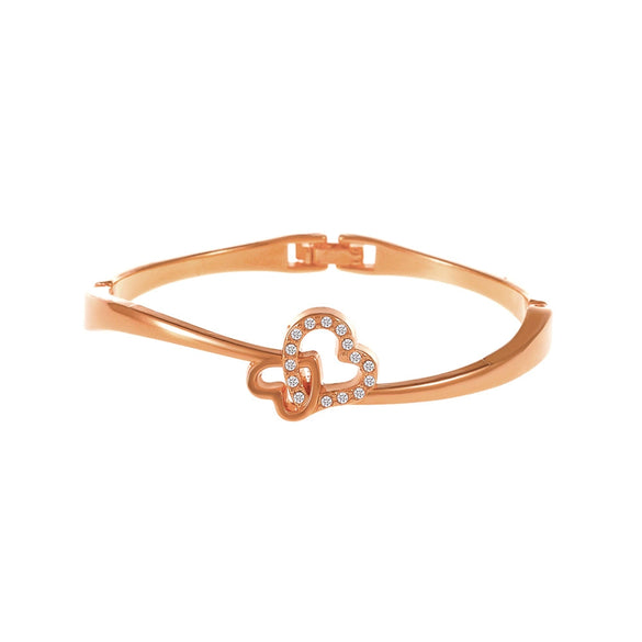 Alloy Love Pattern Diamondencrusted Electroplated Open Bracelet