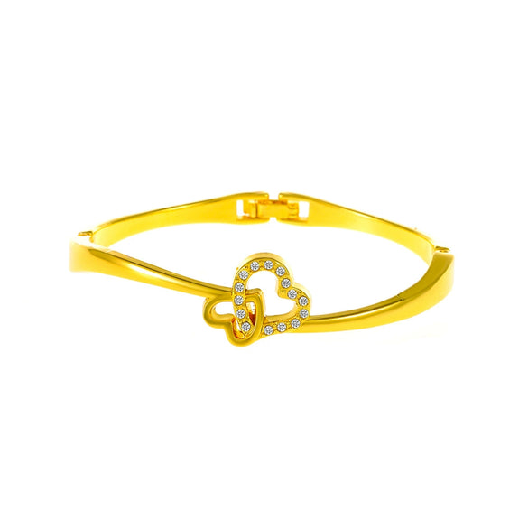 Alloy Love Pattern Diamondencrusted Electroplated Open Bracelet