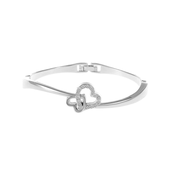 Alloy Love Pattern Diamondencrusted Electroplated Open Bracelet