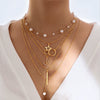 Alloy Love Pearl Necklace Set With Fivepointed Star Circle Butterfly Heart Geometric Animal Zodiac Patterns Electroplated For Women