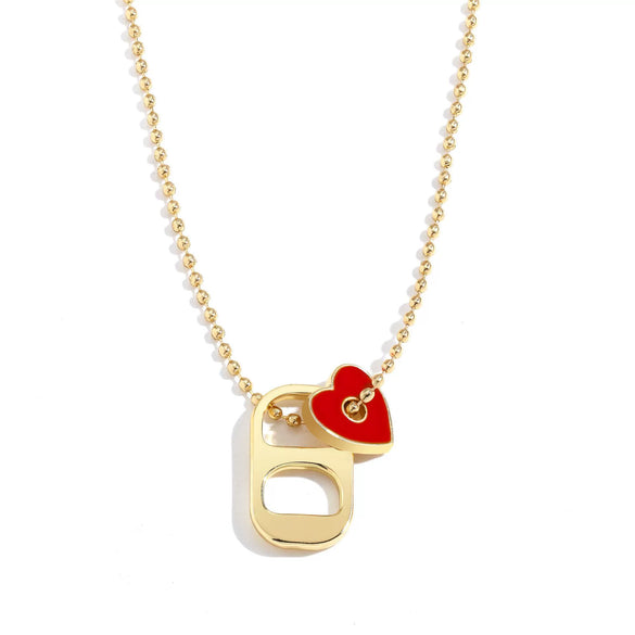 Alloy Love Pendant Necklace With Oil Drop Design And Heart Shape For Women